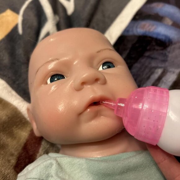 🆕18 inch Full Body Platinum Silicone Bald Baby Dolls Opened Eyes Newborn Boy - Picture 2 of 8